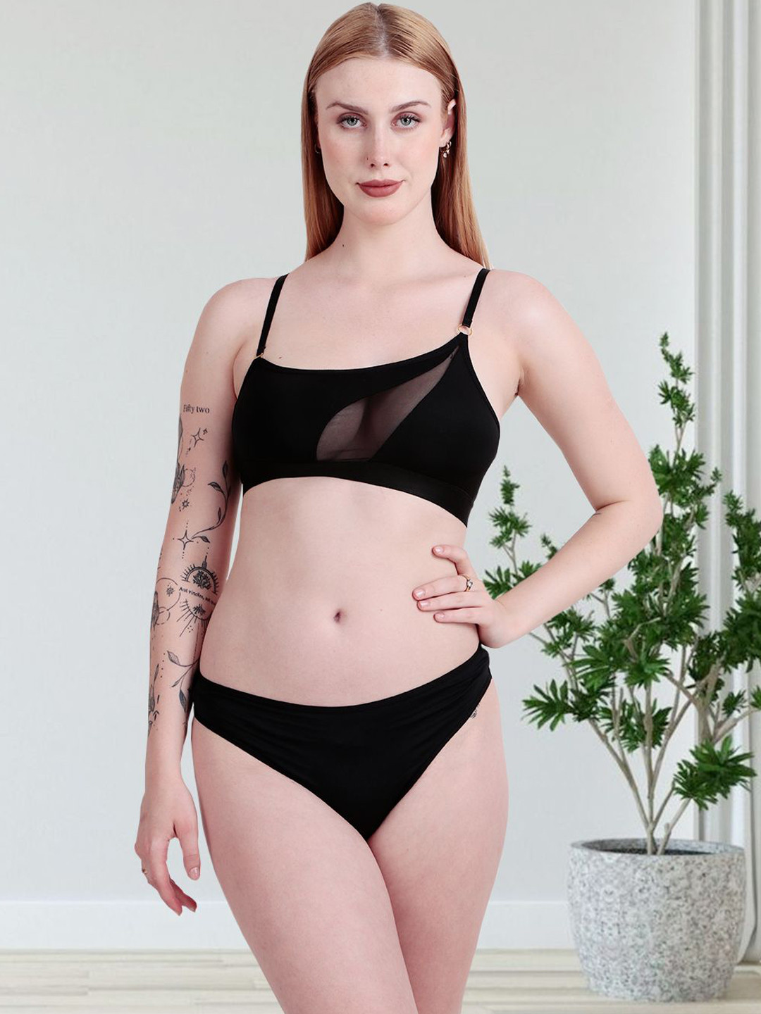 Secret Lives Non-Padded Lingerie Set New Style Black V