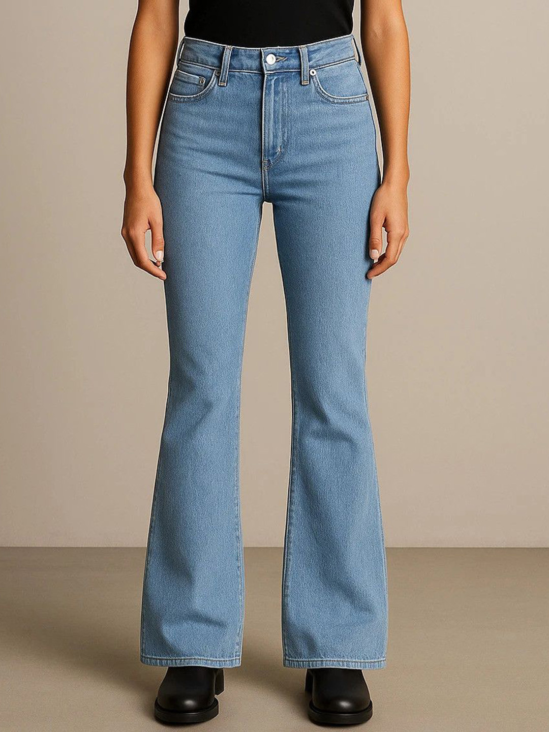 KASHIAN Women High-Rise Stretchable Bootcut Jeans