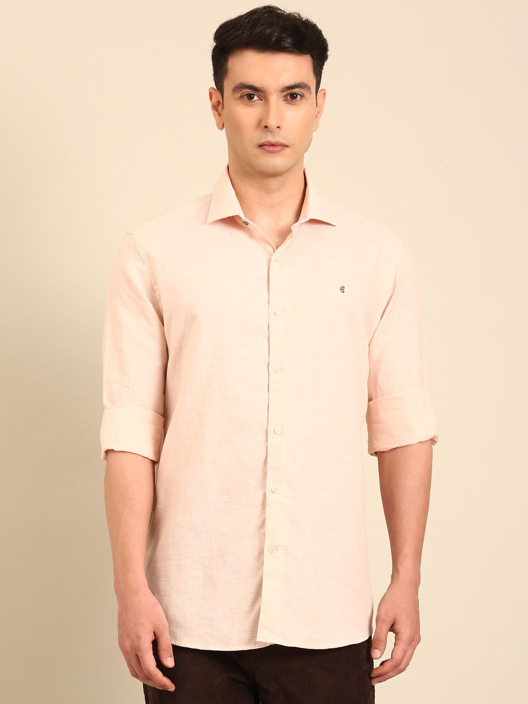 CAVALLO by Linen Club Slim Fit Cotton Linen Shirt