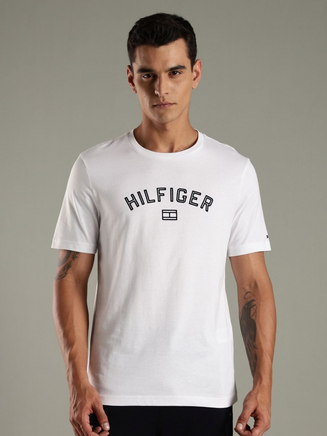 Tommy Hilfiger Brand Logo Printed Round Neck Cotton T-shirt