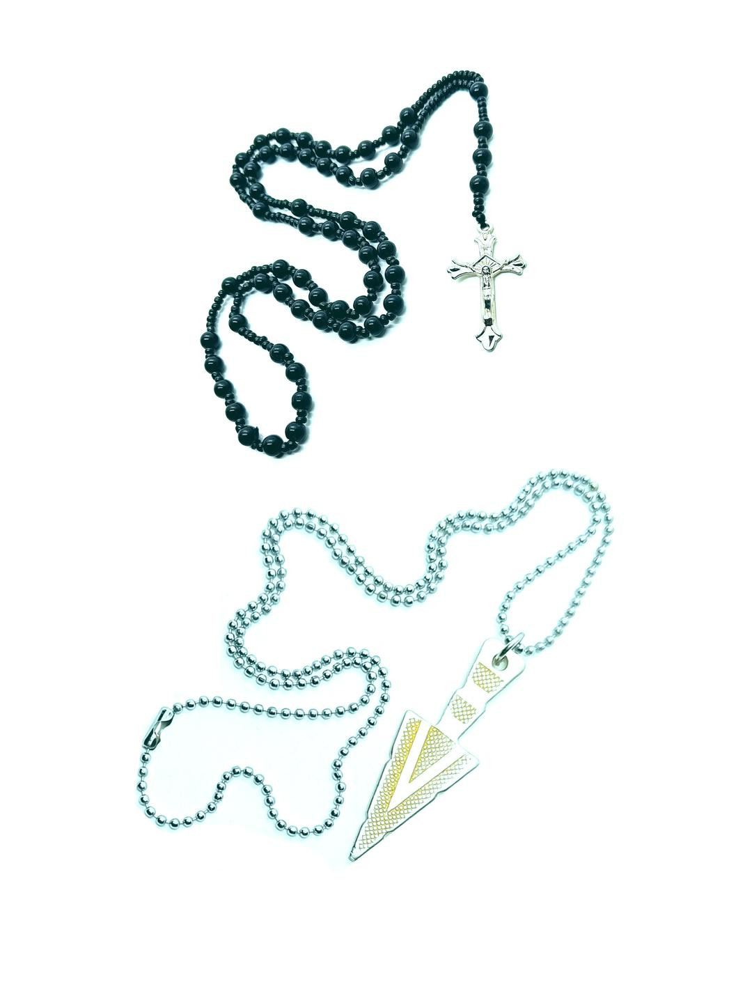 Dynamic Retail Global Set of 2 Men Cross Pendant Chain