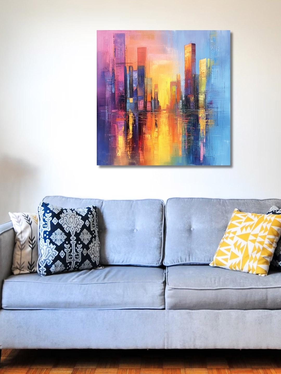 Viventiq Yellow & Red Modern Art Painting For Home Without Frame Wall Paintings