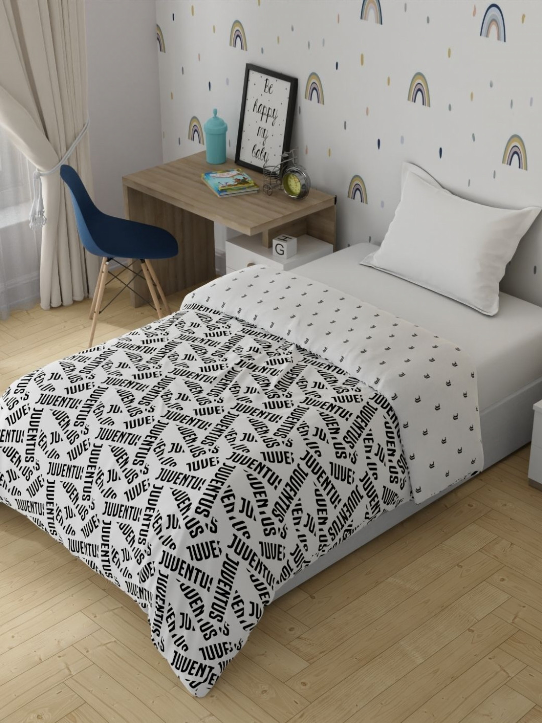 Portico License Juventus Abstract AC Room Cotton Microfibre 120 GSM Single Bed Comforter