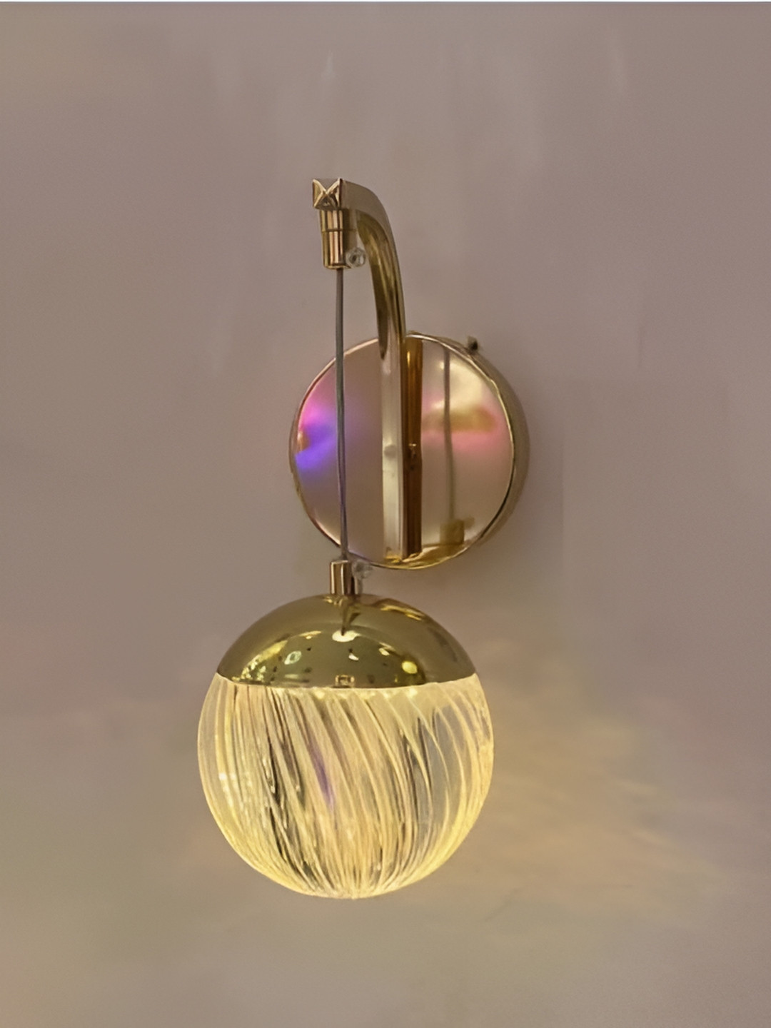 GAUVIK Gold-Toned Textured Acrylic Contemporary Spherical Shaped Three Color Led Wall Lamp