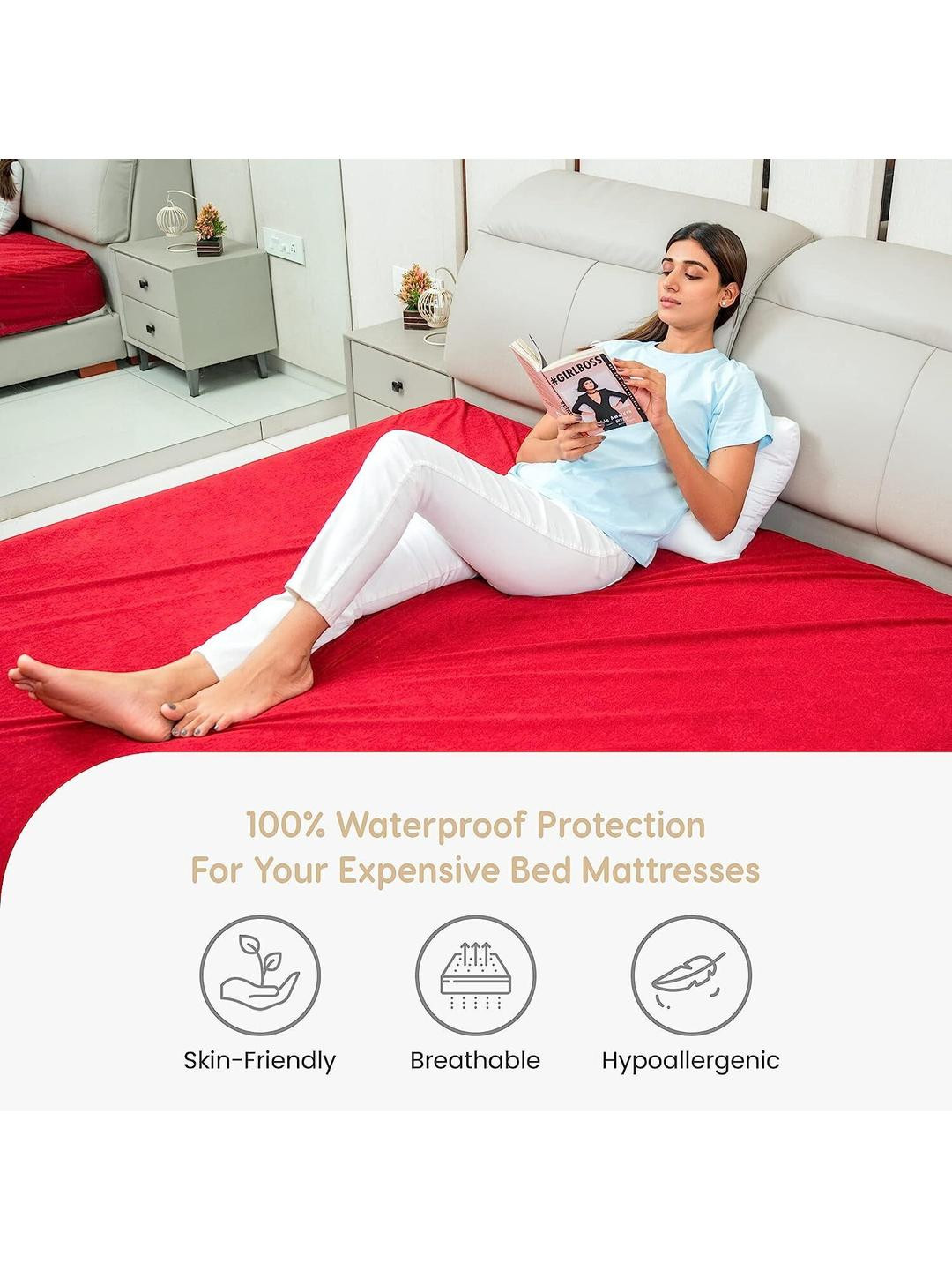 AGS ACTIVE Maroon Breathable Mattress Protector