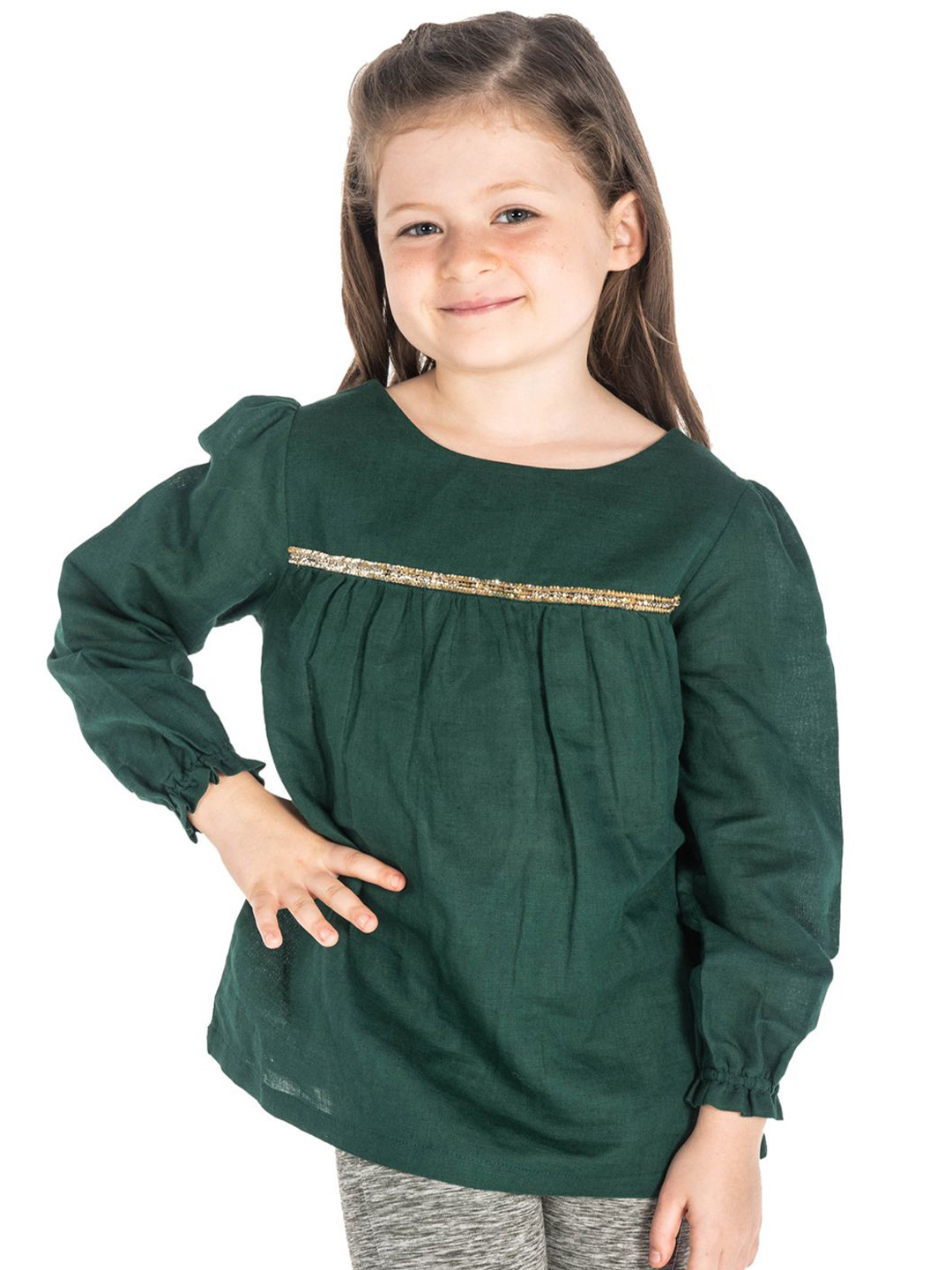 Cherry Crumble Girls Gathered or Pleated Cotton Regular Top
