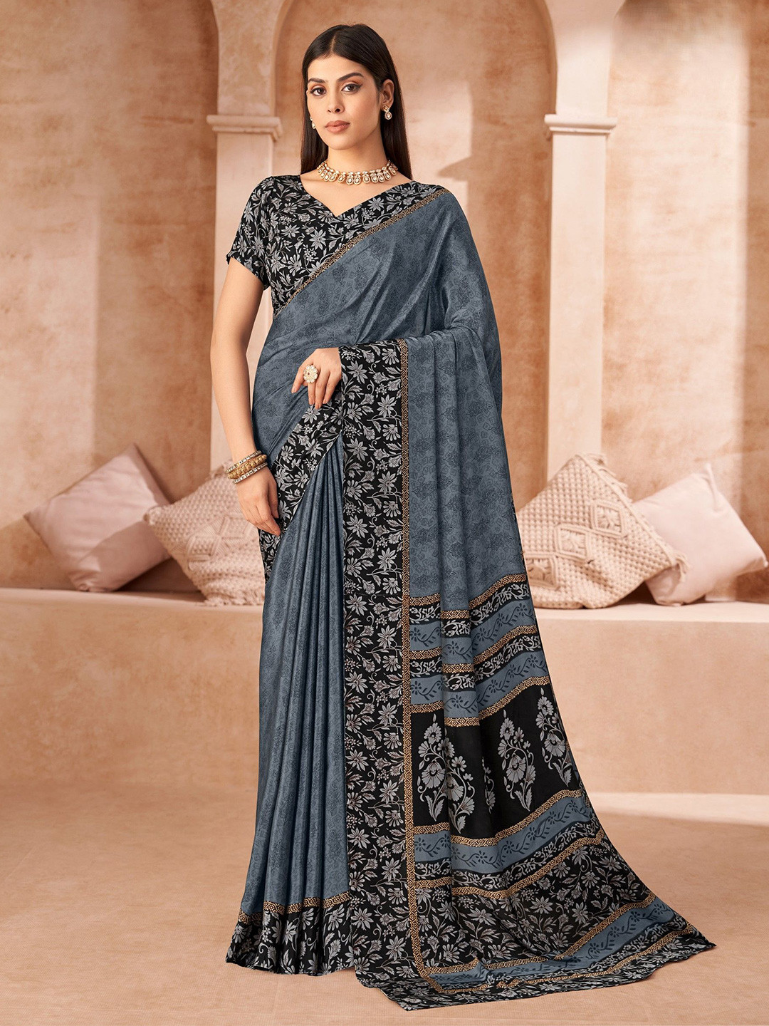 Pandadi Saree Ethnic Motifs Printed Poly Crepe Sarees