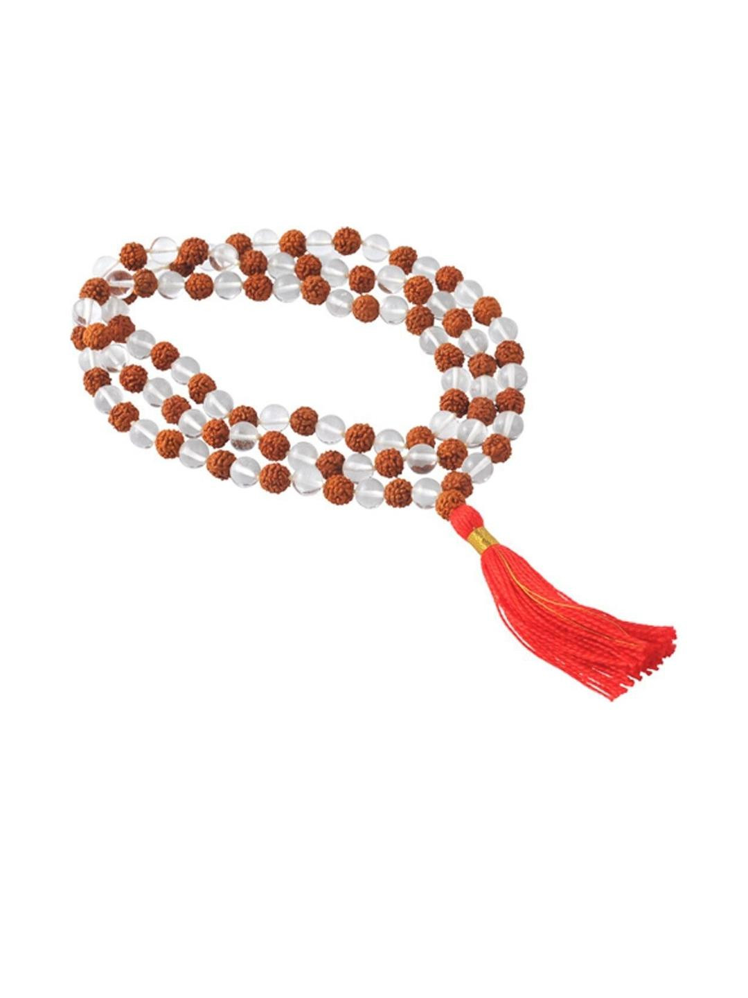 Divine souvenirs Unisex Wooden 5 Mukhi Rudhraksha Beaded Elasticated Bracelet