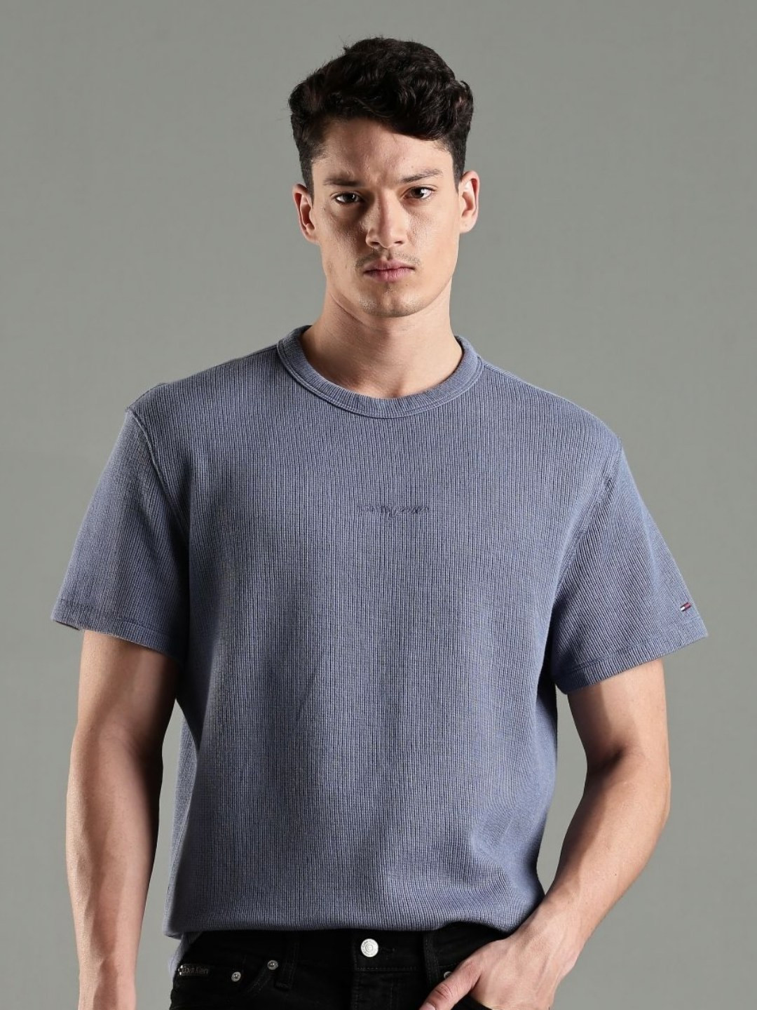 Tommy Hilfiger Europe Self Design Round Neck Slim Fit T-shirt