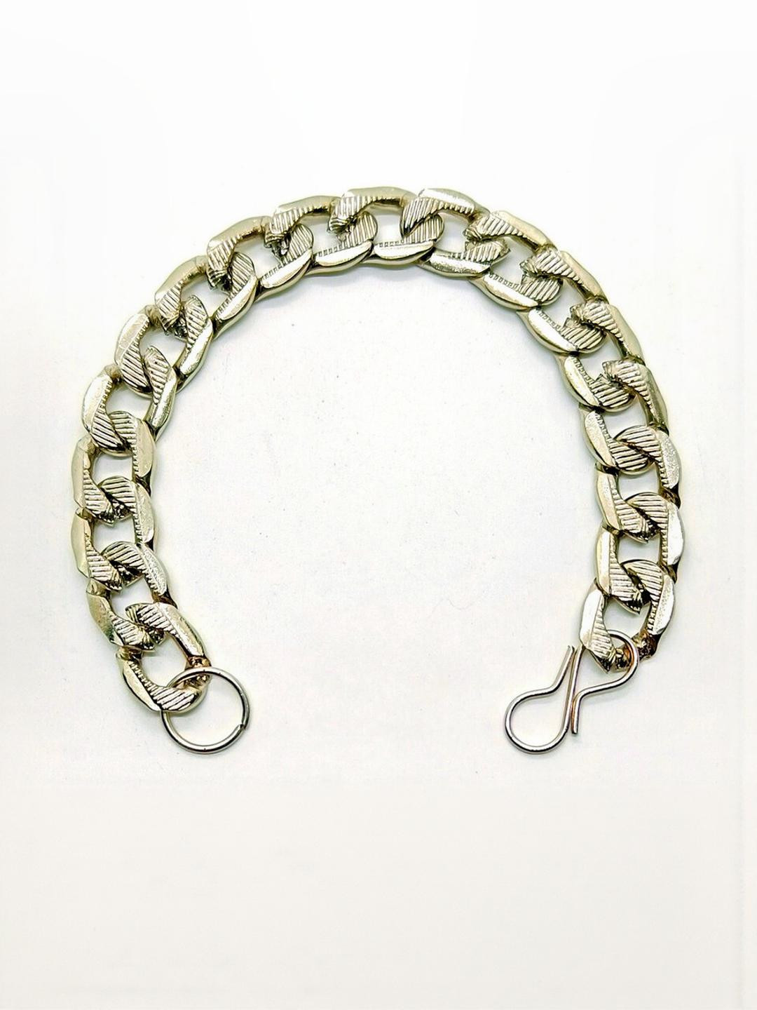 Dynamic Retail Global Men Link Stainless steel Silver -Pleated Bracelet