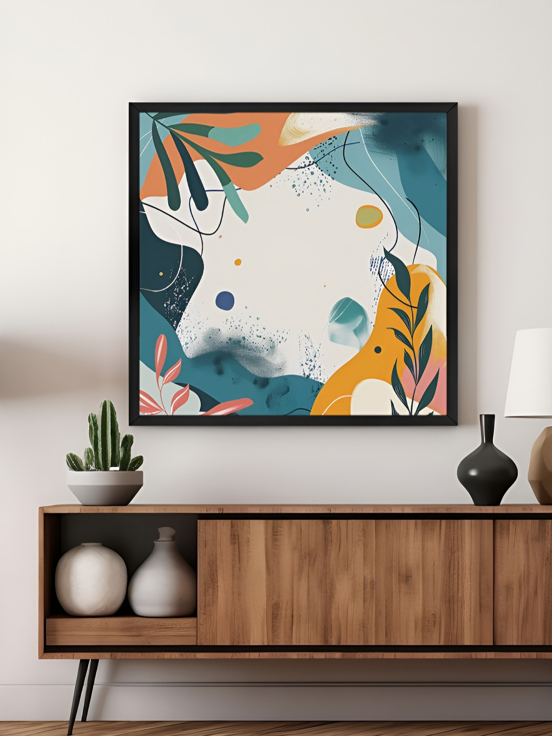 999Store White & Green Abstract Canvas Wall Art