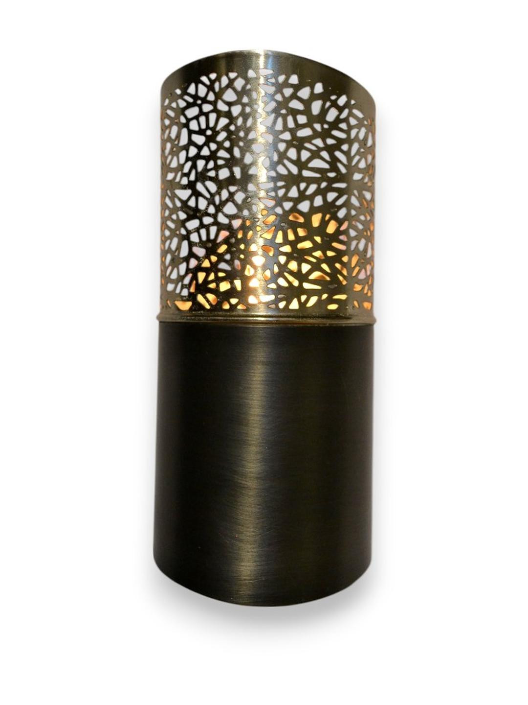 Kreative Arts Cylindrical Metal Tealight Holder with Cutout Pattern