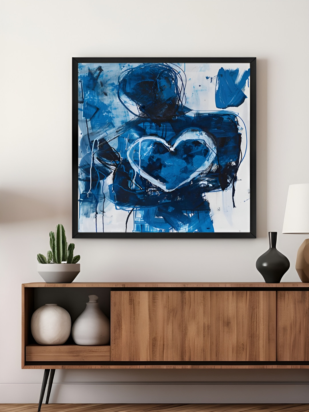 999Store Blue & White Abstract Modern Expression Canvas Painting Wall Art