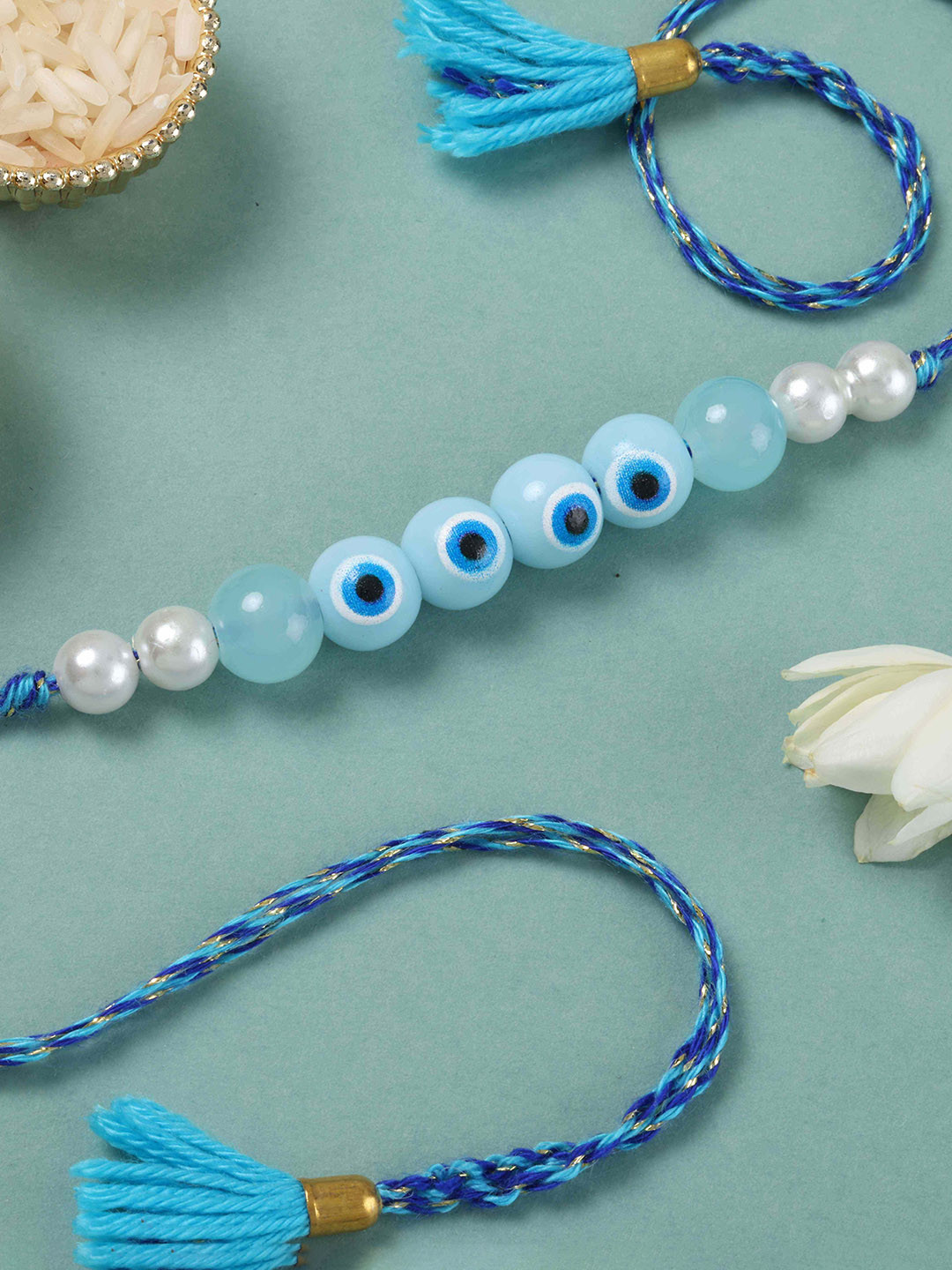 fnp Artificial Beaded Divine Evil Eye Thread Rakhi