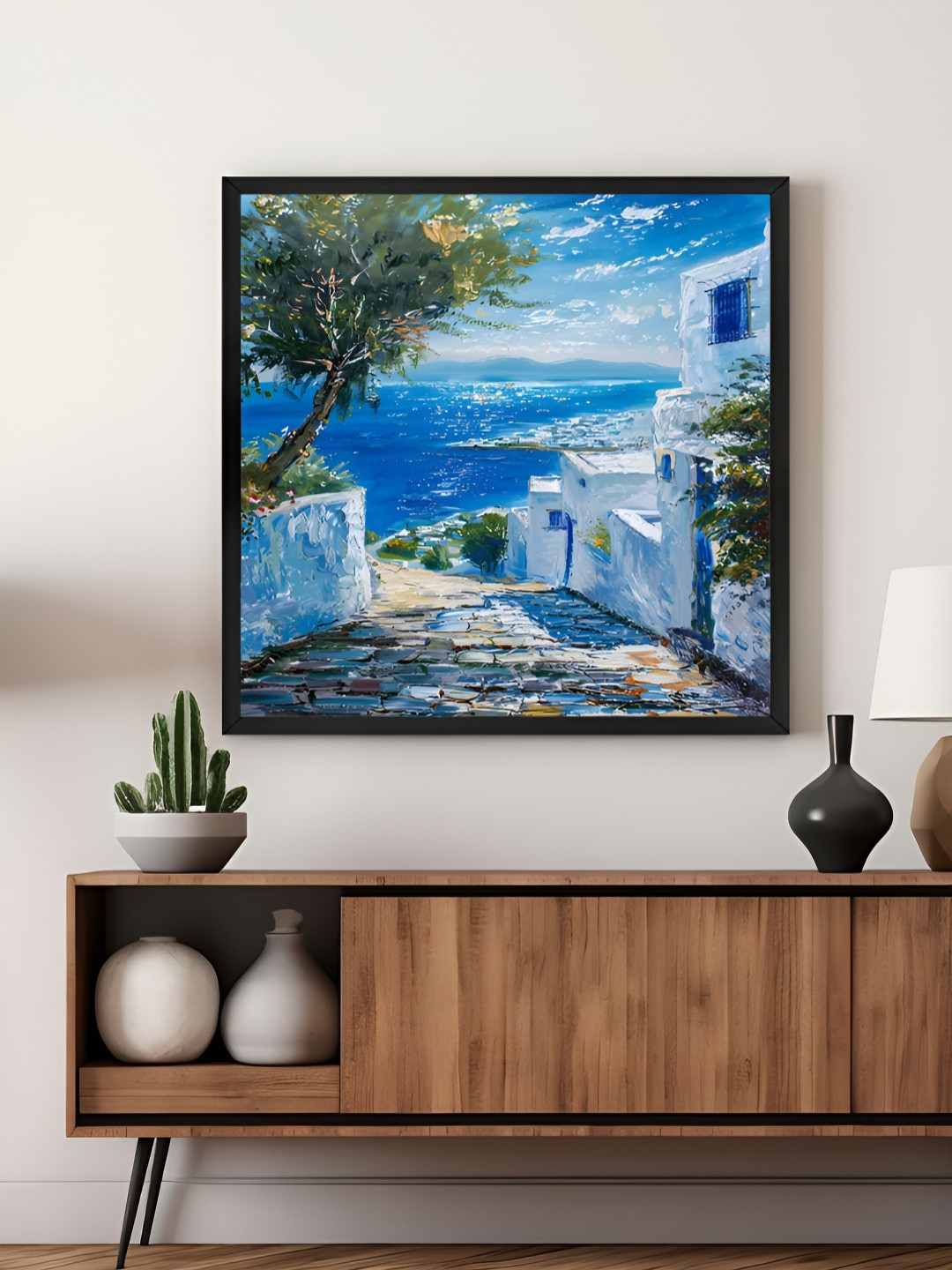 999Store Blue & Green Mediterranean Street Canvas Wall Art