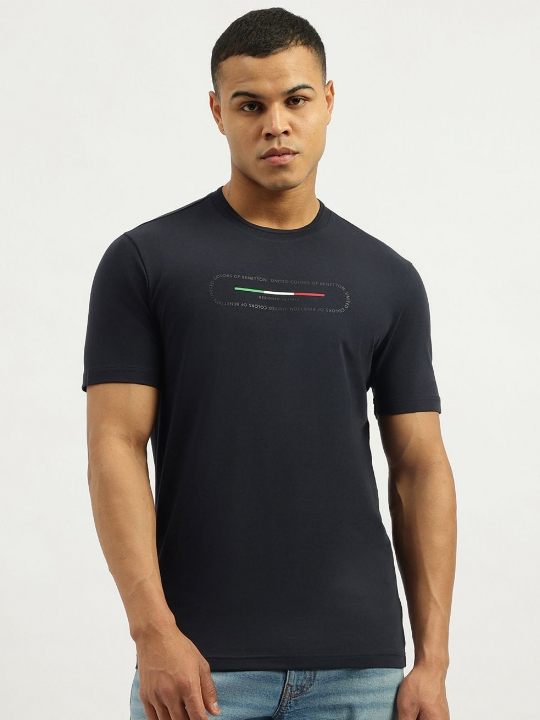 United Colors of Benetton Typography Printed Crew Neck Relaxed Fit T-Shirt