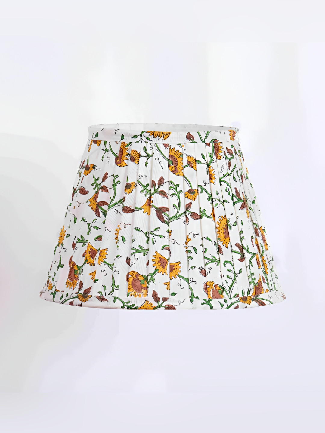 Inara White & Yellow Floral Printed Bell Shaped Lampshade