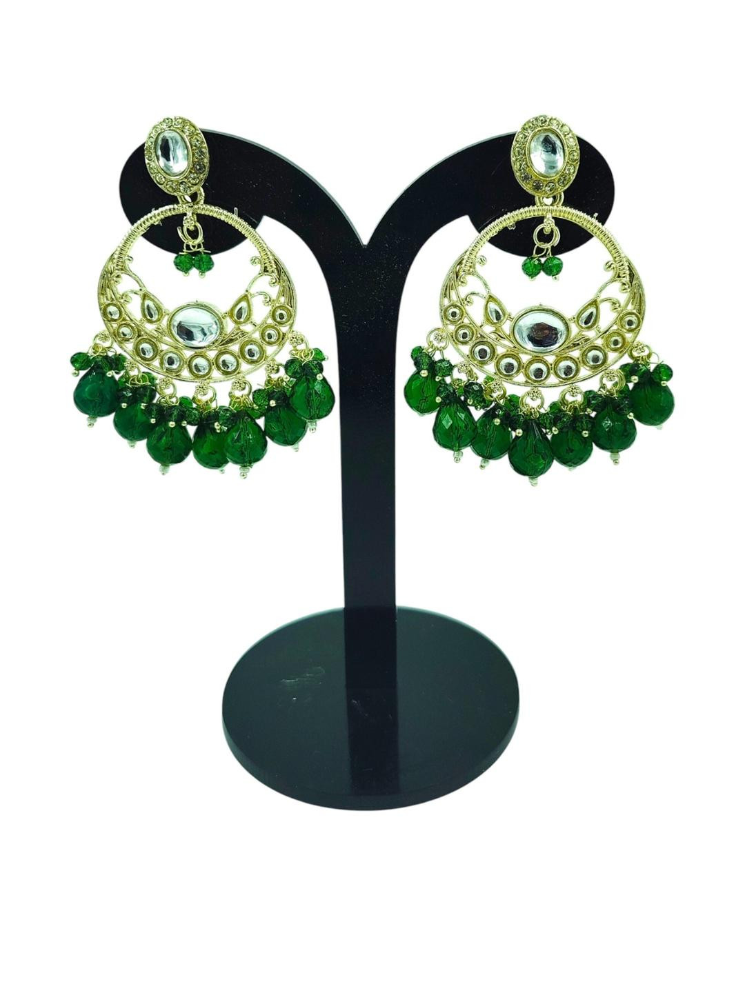 J & C Fashion Arena Gold Plated Kundan Chandbali Earrings