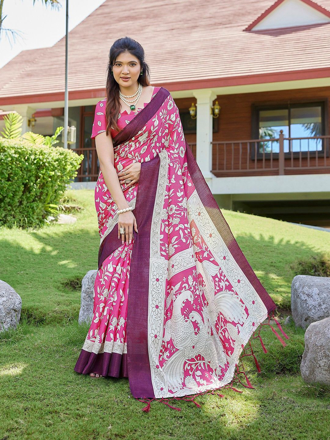 Lookmark Floral Art Silk Saree