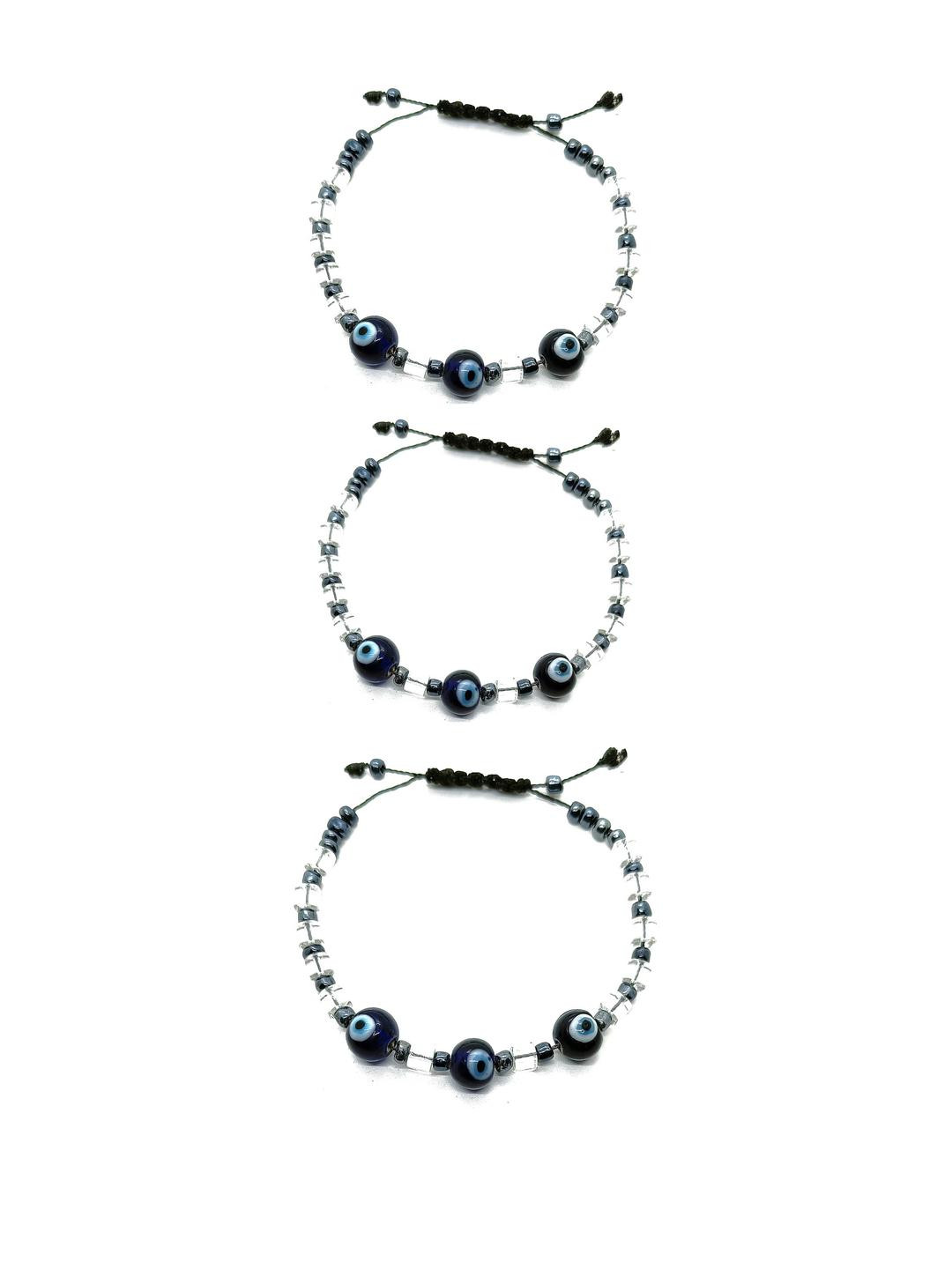 Dynamic Retail Global Set of 3 Evil Eye Men Cuff Bracelet