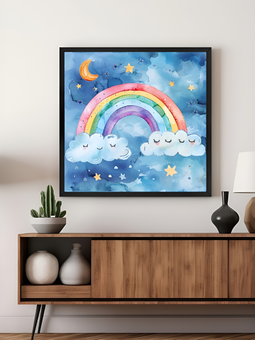 999Store Blue & Red Rainbow Printed Canvas Wall Art