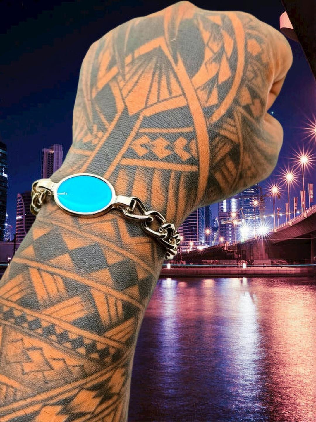 Dynamic Retail Global Men Digital Stainless Steel Link Bracelet