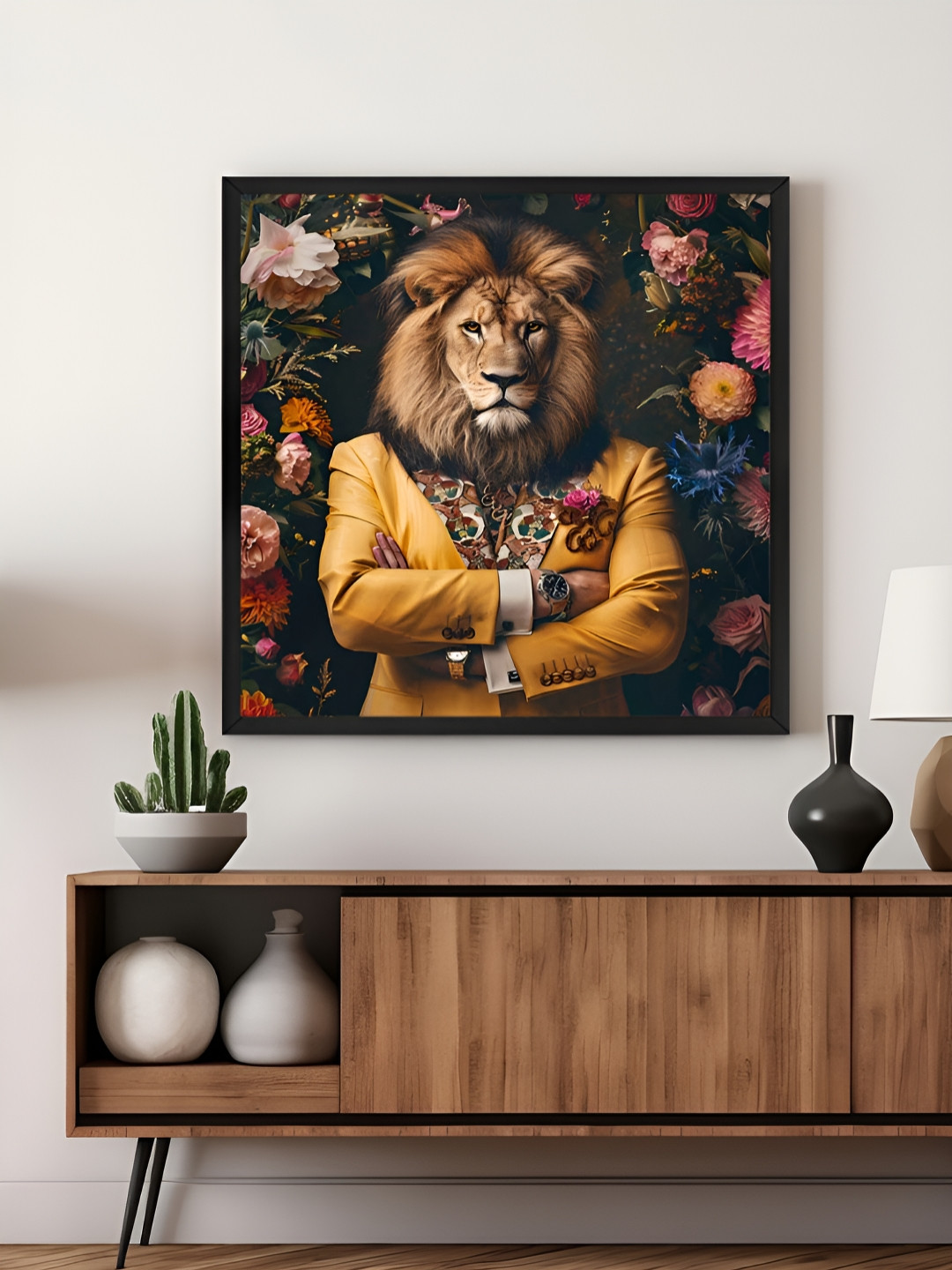 999Store Green & Brown Lion Religious Canvas Wall Art
