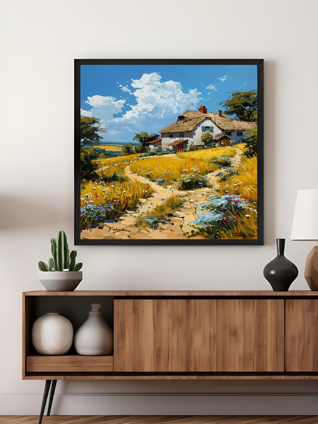 999Store Blue & Green Cottage Canvas Wall Art