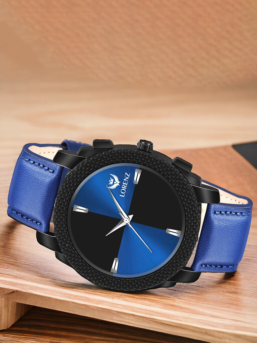 LORENZ Men Two Tone Brass Dial & Leather Straps Analogue Watch MK-408R