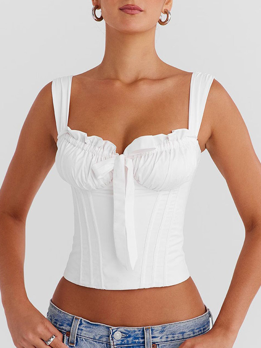 LULU & SKY Women  Fitted Ruched-Bust Crop Top