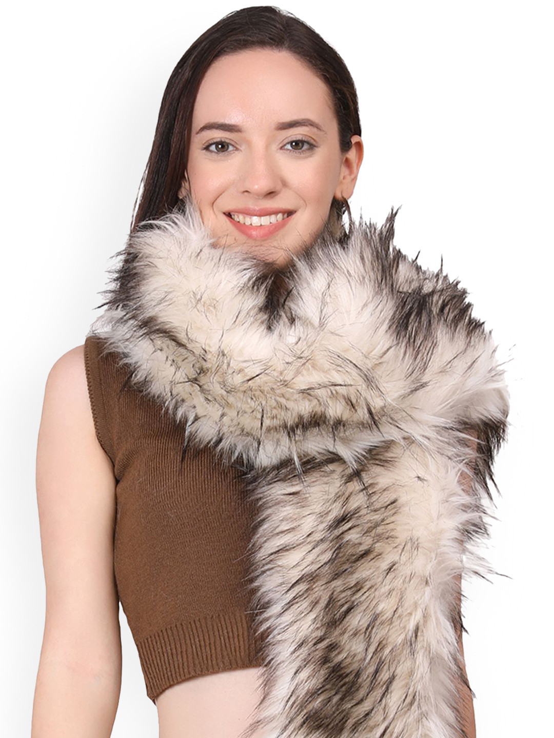 Manra Women Acrylic Mufflers with Full Of Fur