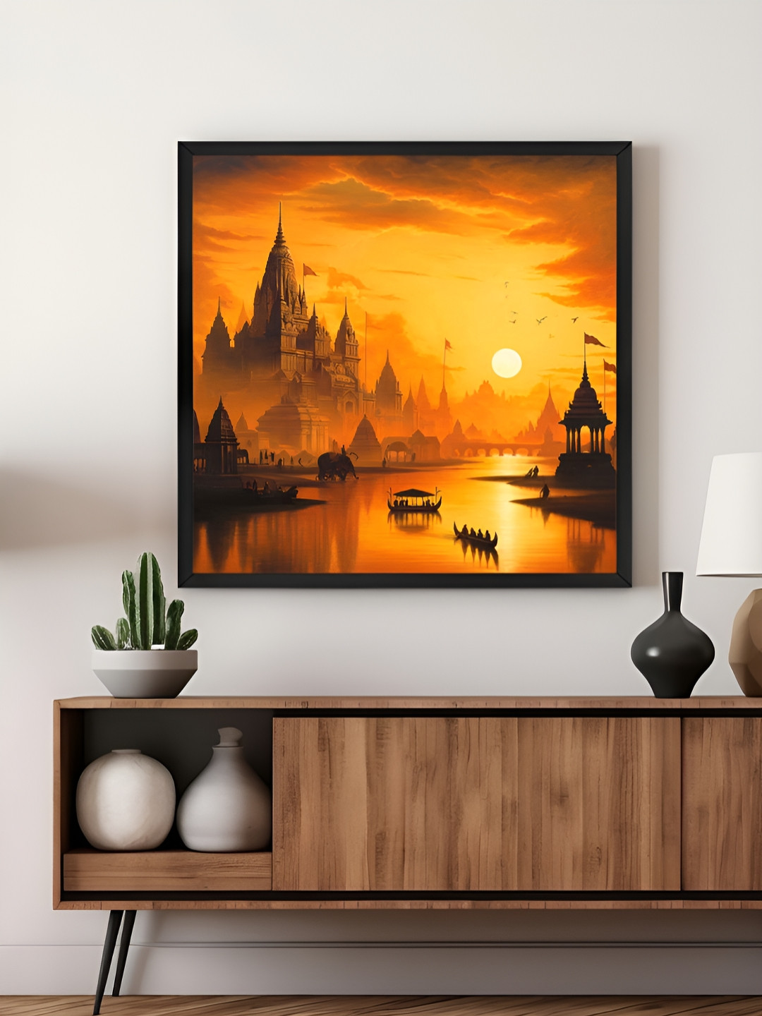 999Store Orange & Black Canvas Golden City at Sunset Wall Art