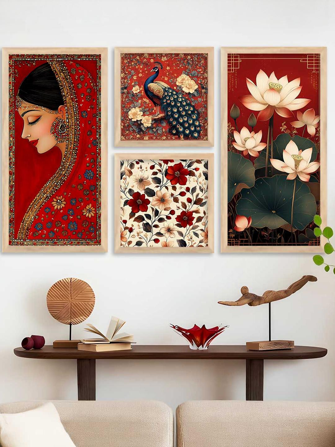 WALLLANE 4 Piece Traditional Wall Art Poster With Frame