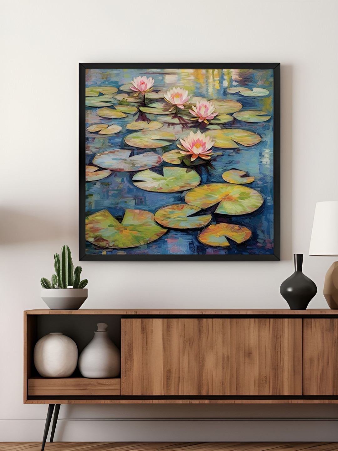 999Store Green & Blue Tranquil Water Lily Canvas Wall Art