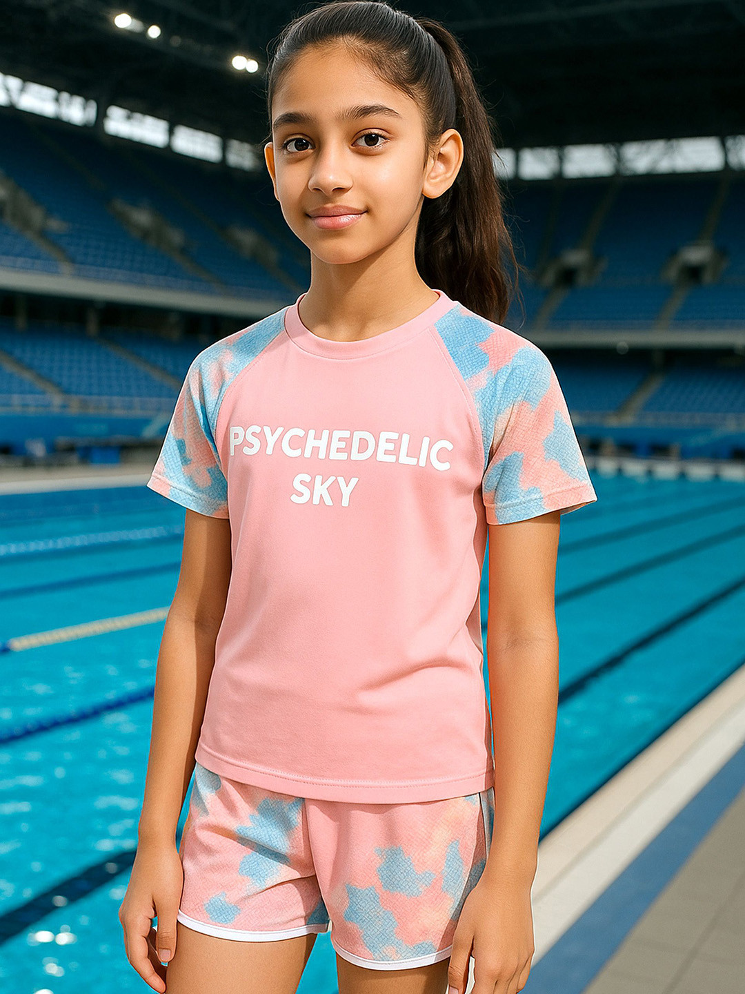 Bubble Berry Girls Tie & Dye Printed 2-Piece Swimsuit Set