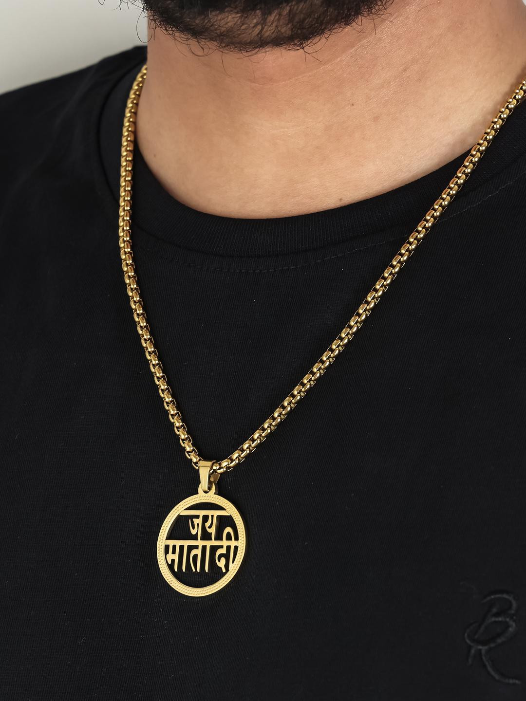 Nikza Exclusive Gold-Plated Jai Mata Di Pendant with Chain