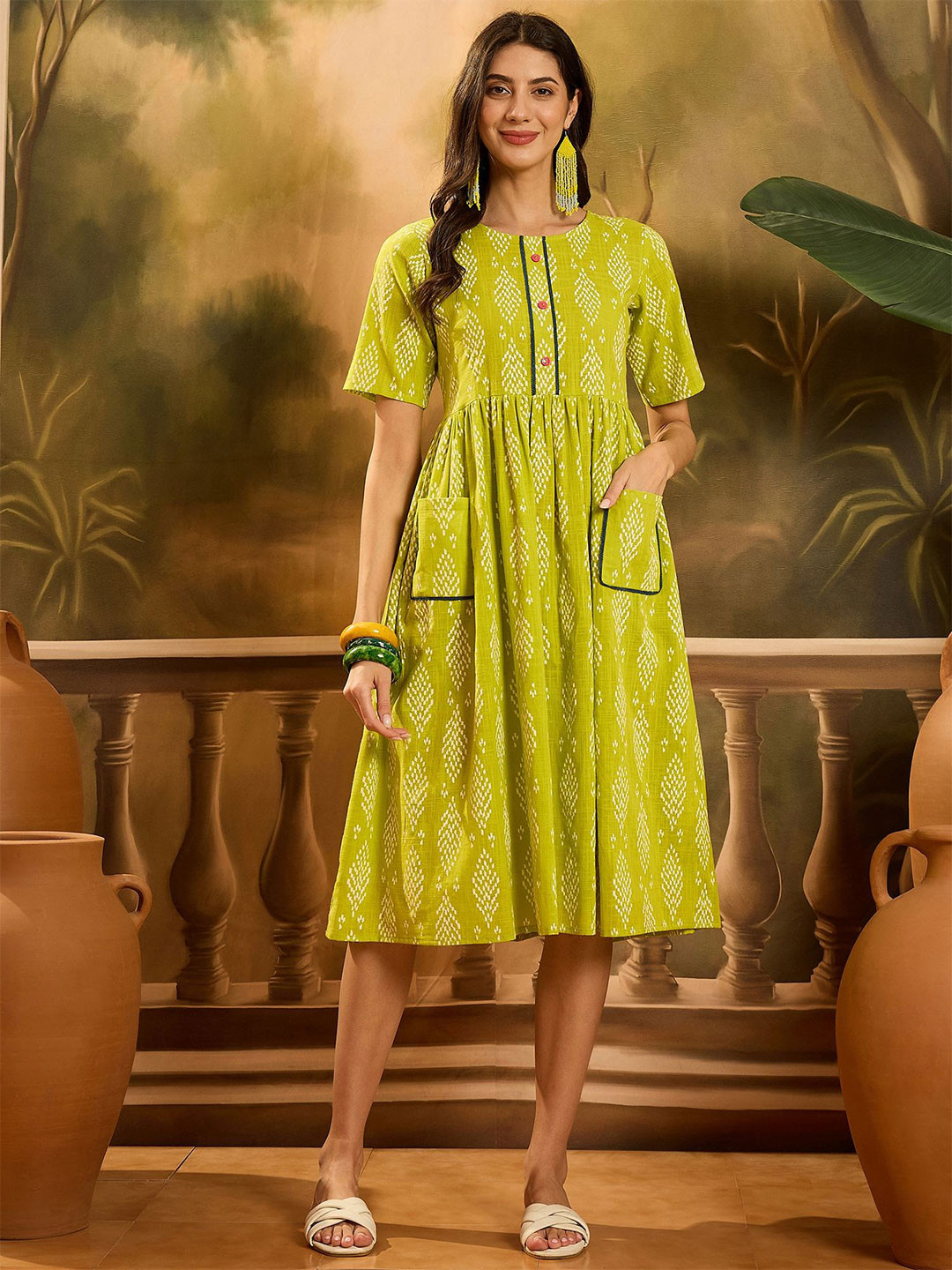 Stylum Printed Fit & Flare Midi Dress
