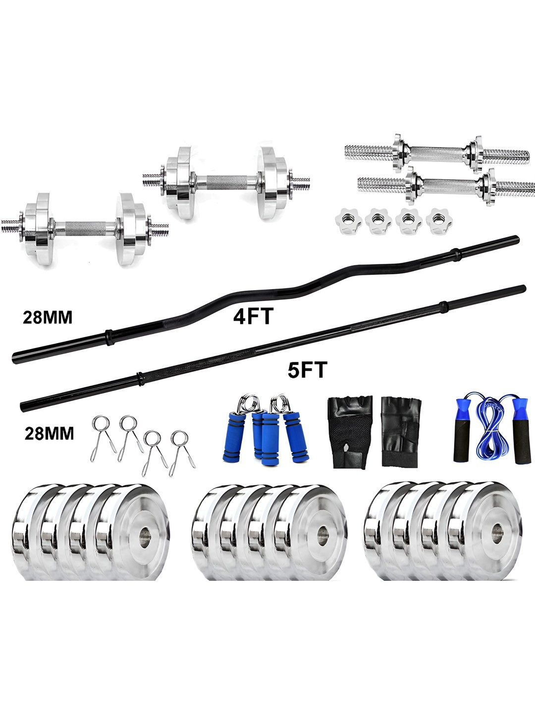 YMD Set Of 30 Rods & Plates Home Gym Combo