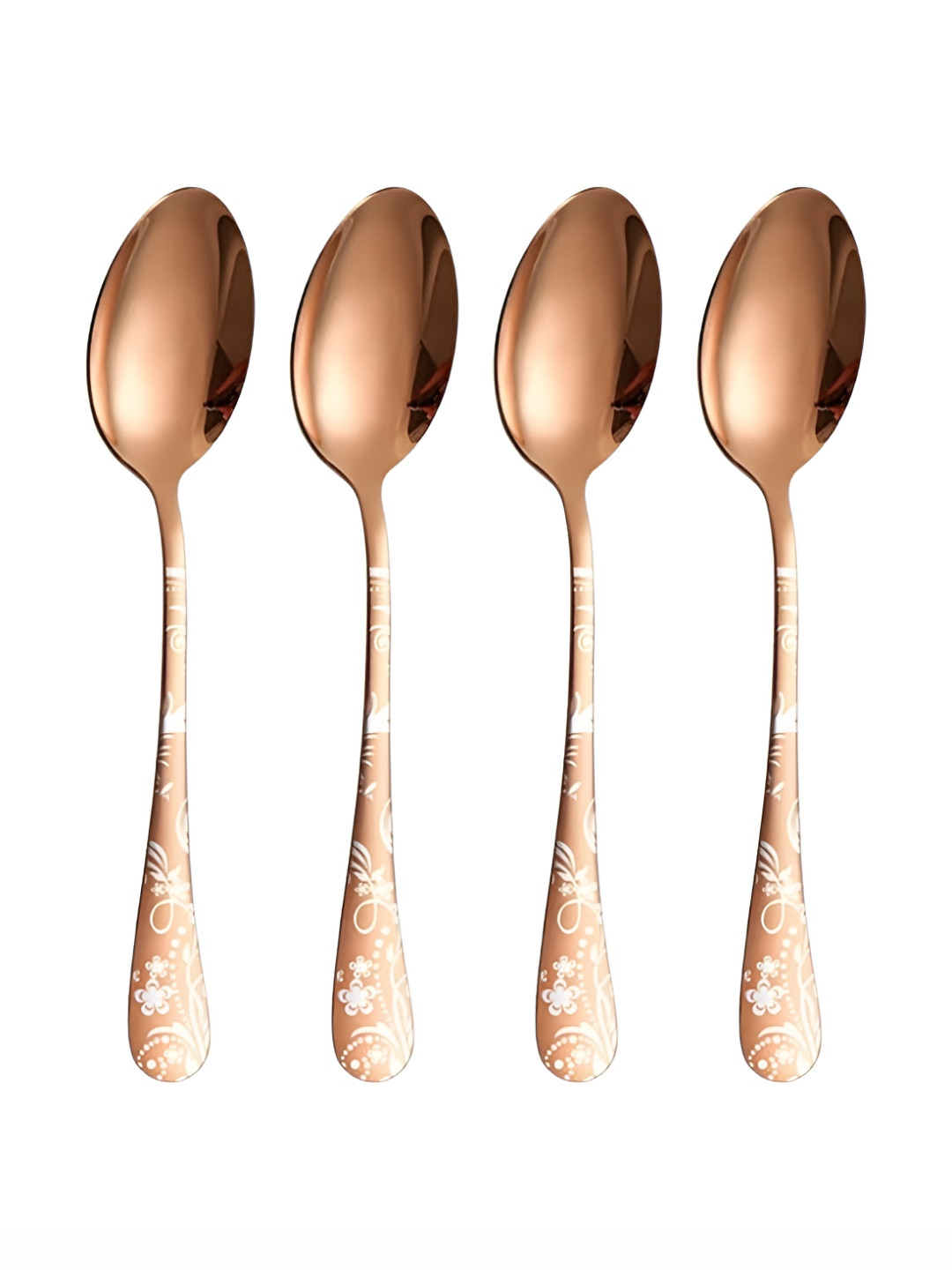 Myntra Elegant Homes Rose Gold Toned 4 Pieces Stainless Steel Dessert Spoons