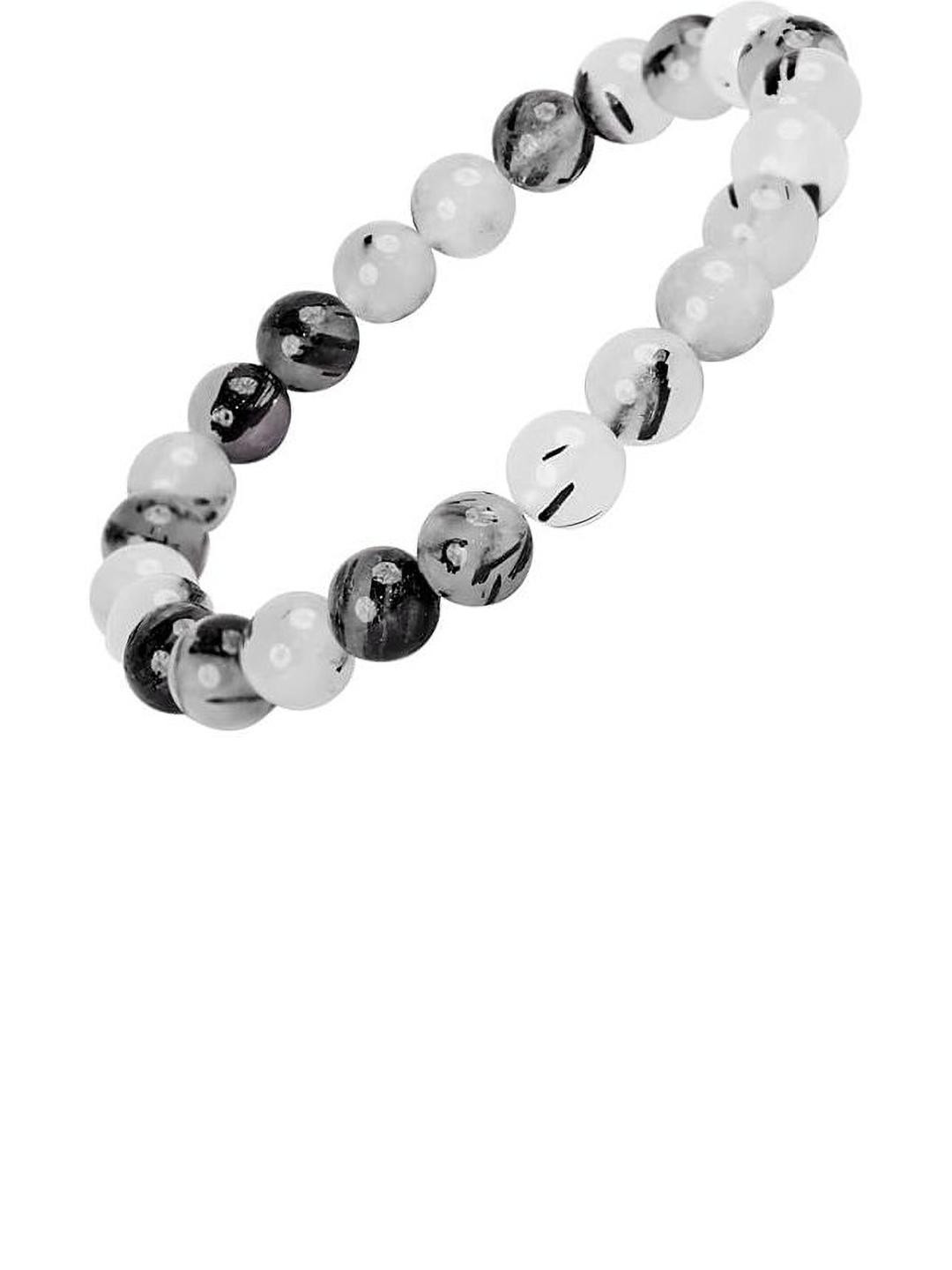 VIBESLE Unisex Black Rutile Beaded Bracelet