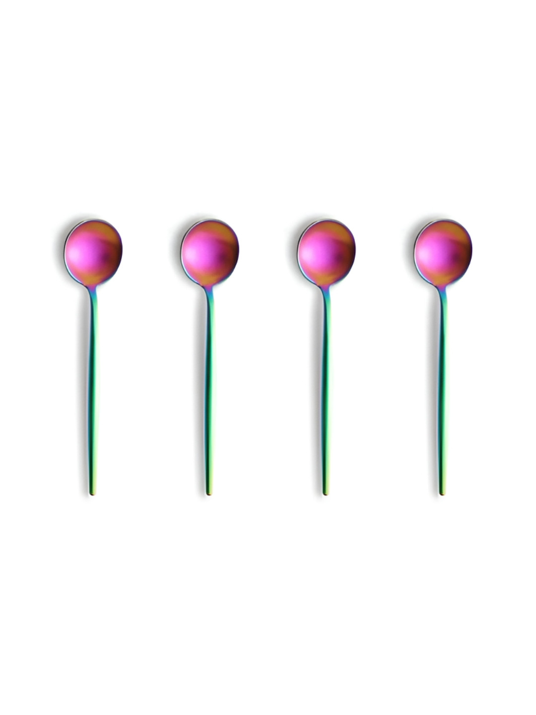 Myntra Elegant Homes Purple & Green 4 Pieces Stainless Steel Dessert Spoons