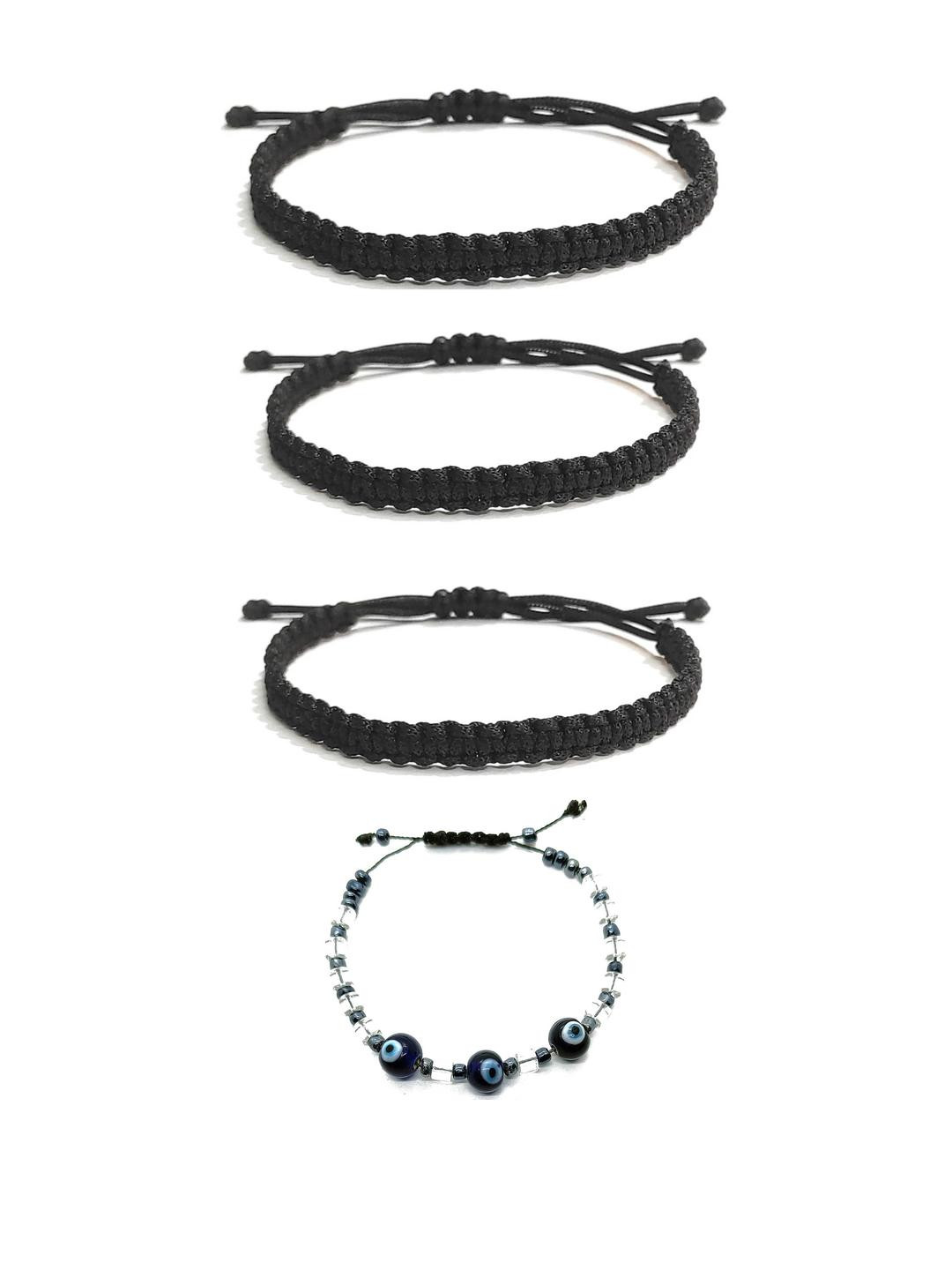 Dynamic Retail Global Unisex Set of 4 Balck Men Cuff Bracelet