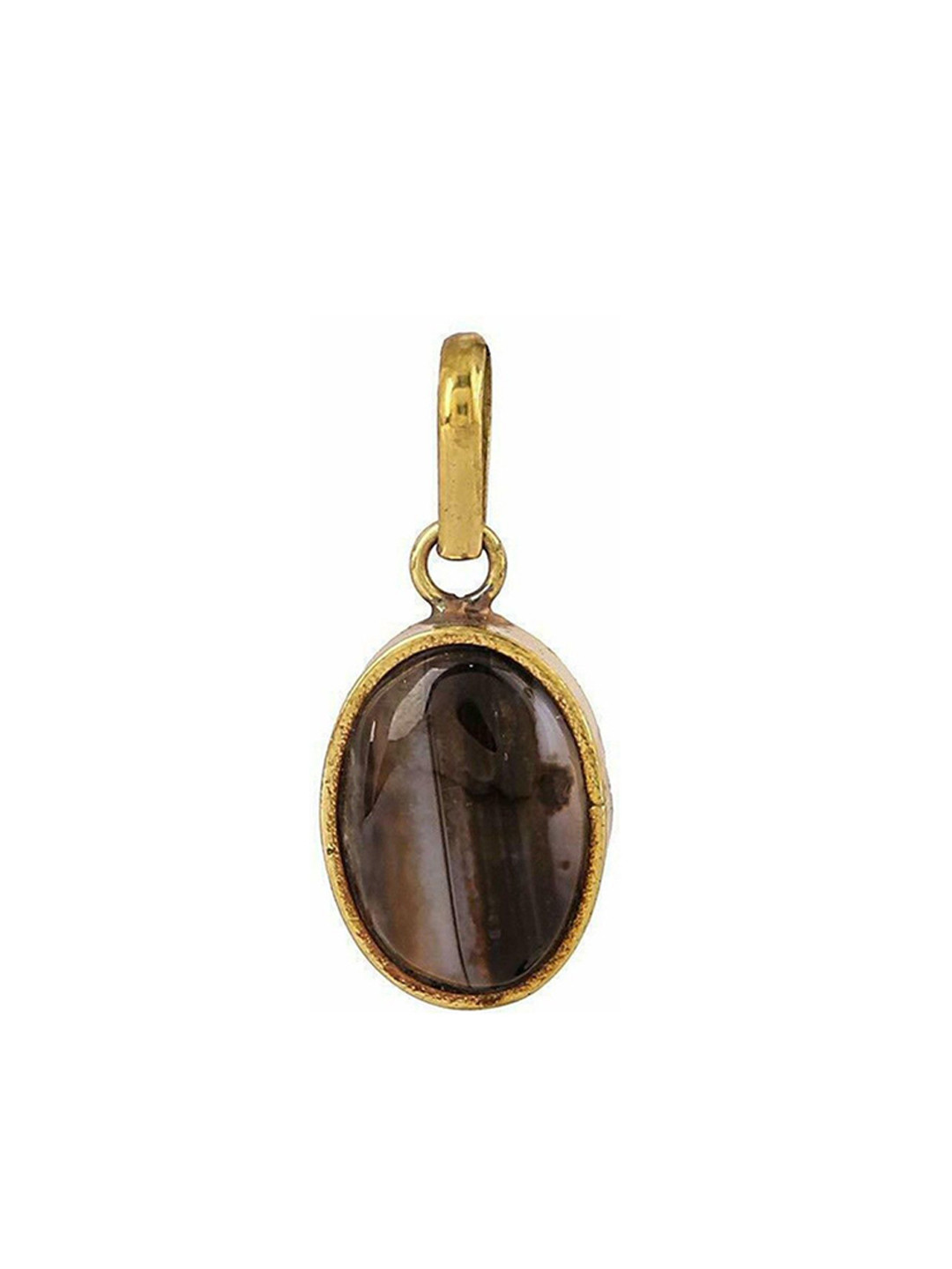 GenZcomplex Raran Bazaar Unisex Gold-Plated Agate Studded Oval Shaped Adjustable Pendant