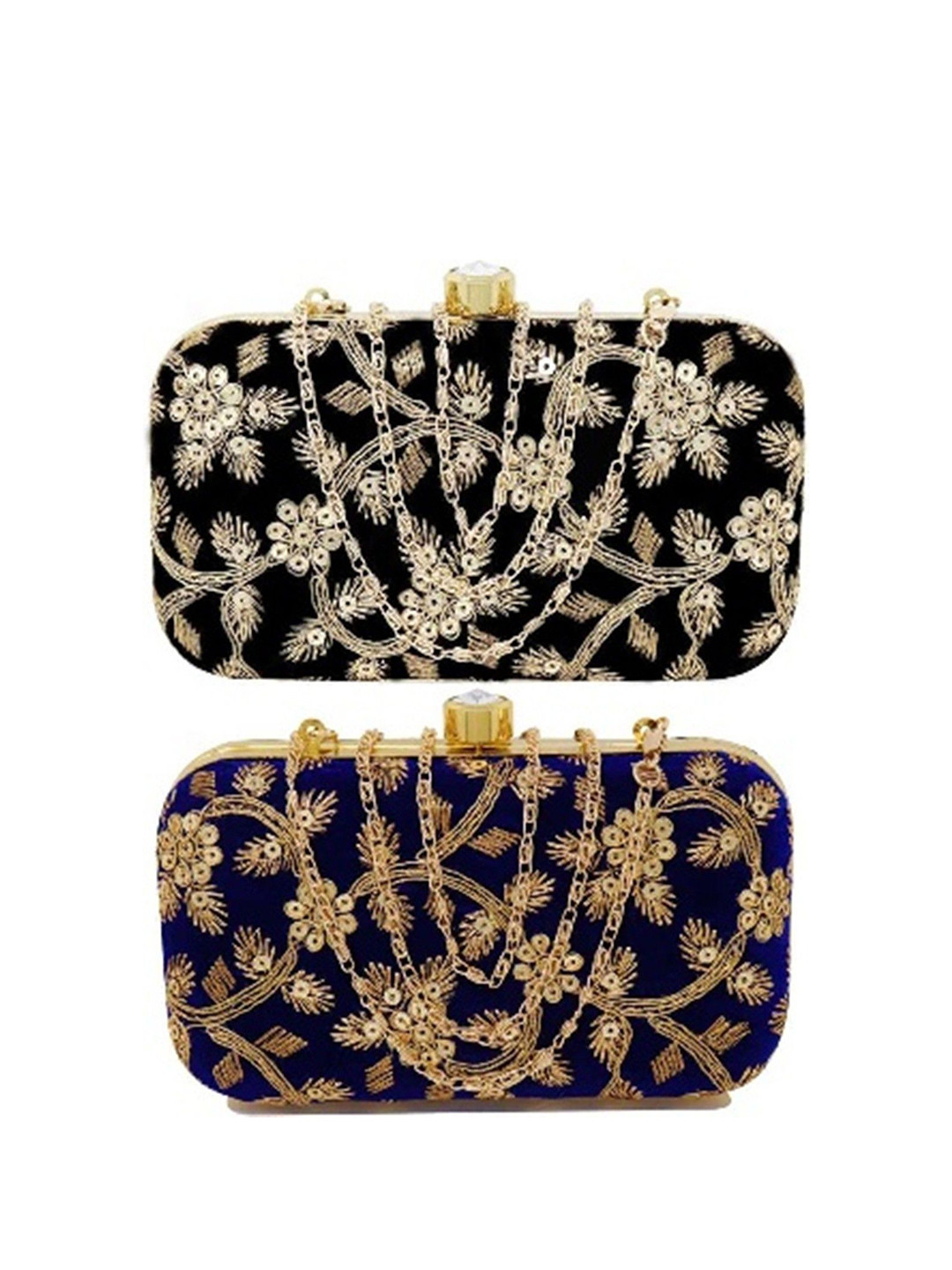 Rapid Costore Set Of 2 Embellished Shoulder Strap Box Clutches