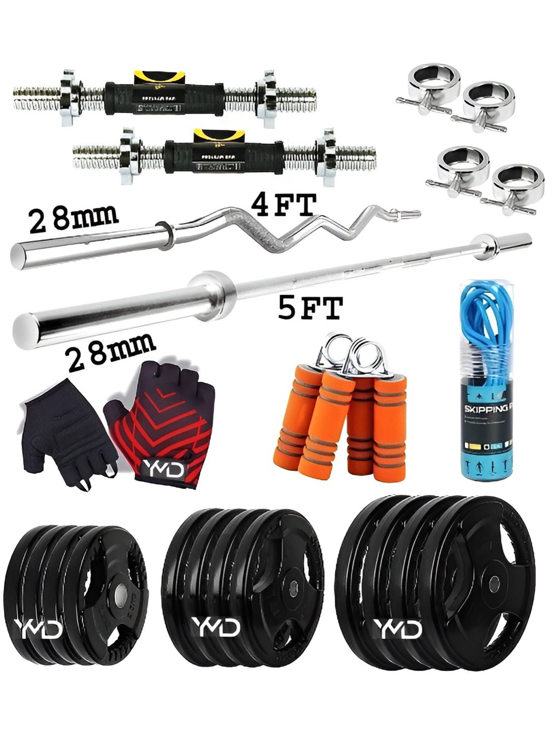 YMD Set Of 25 Rods & Plates Home Gym Combo