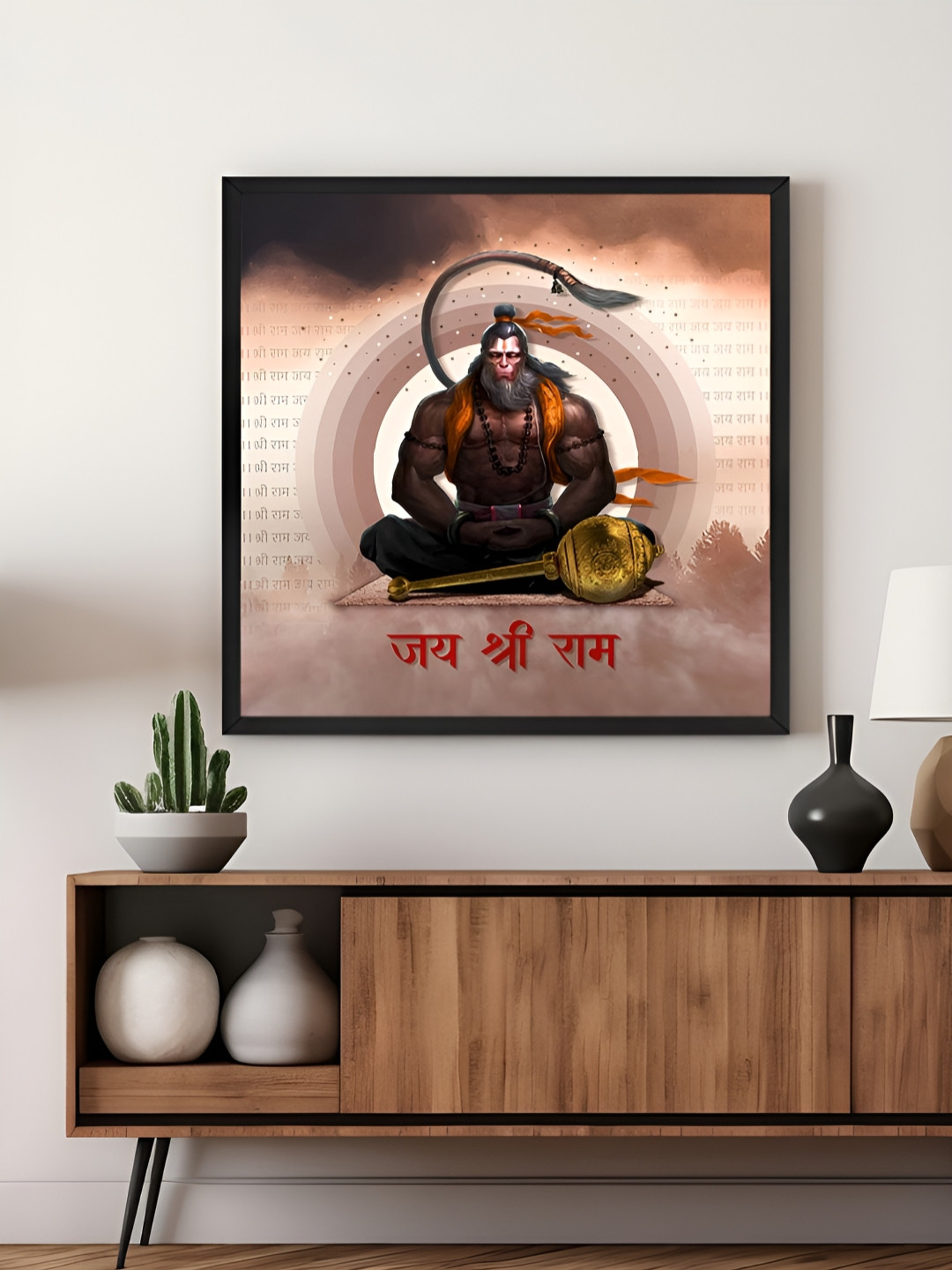 999Store Brown & Grey Hanuman Canvas Painting Wall Art