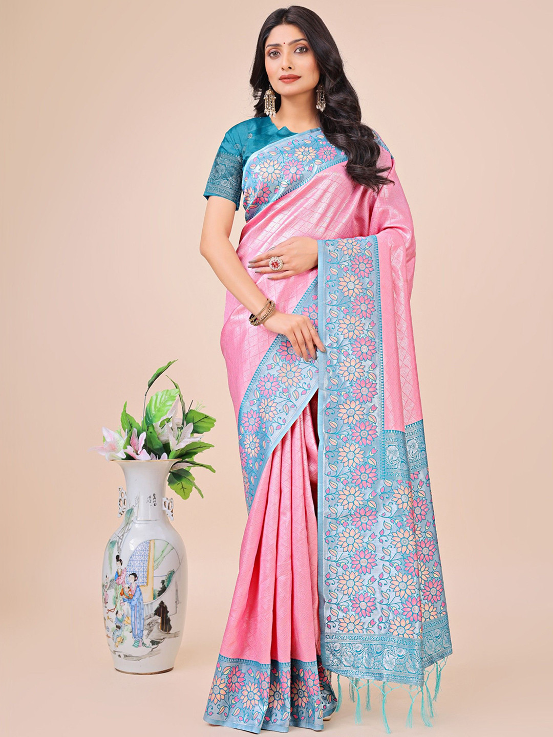 Pandadi Saree Checked Zari Woven Sarees