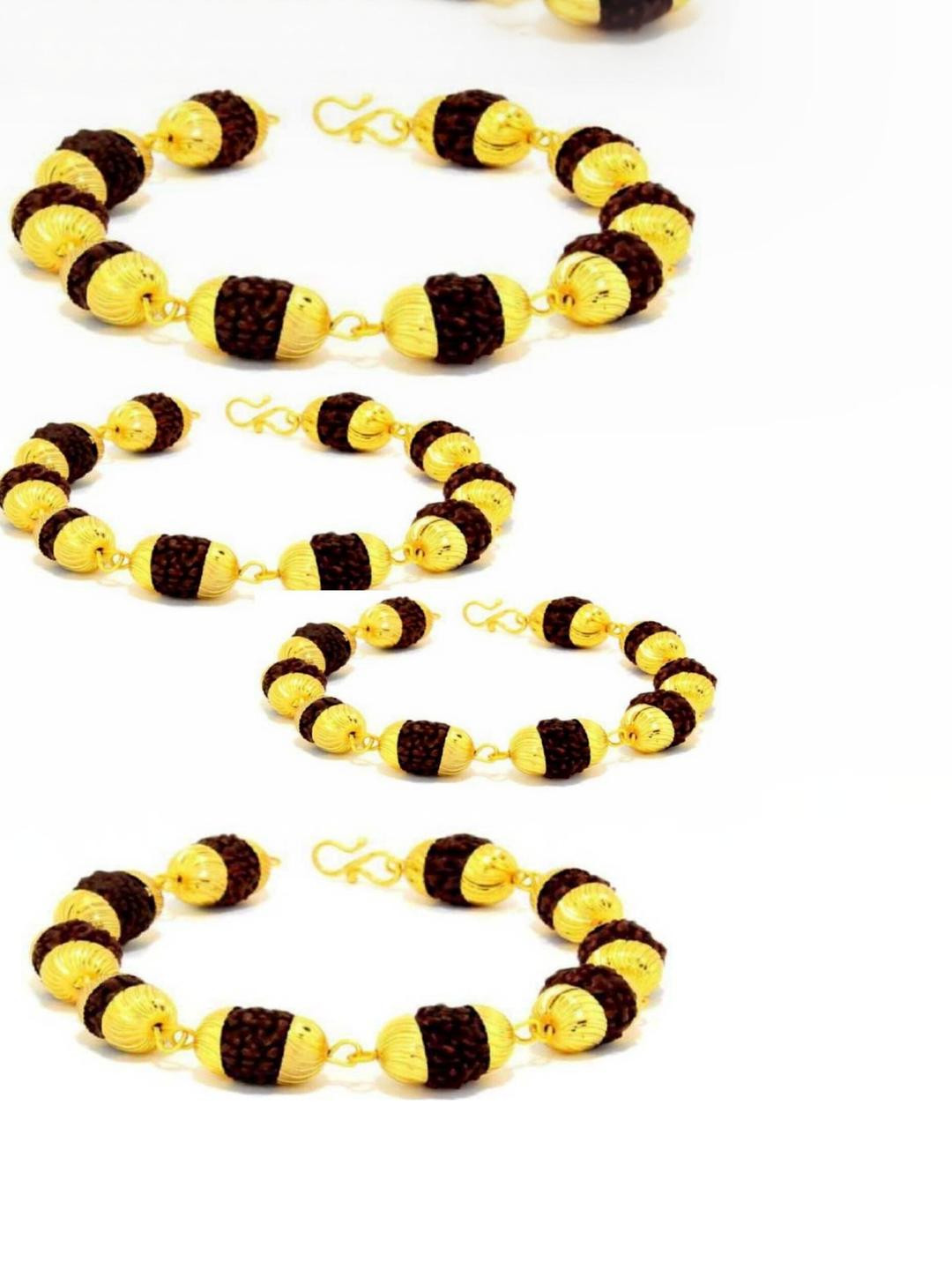 Divine souvenirs Unisex Wooden Set Of 4 Artificial Beaded Link Bracelets