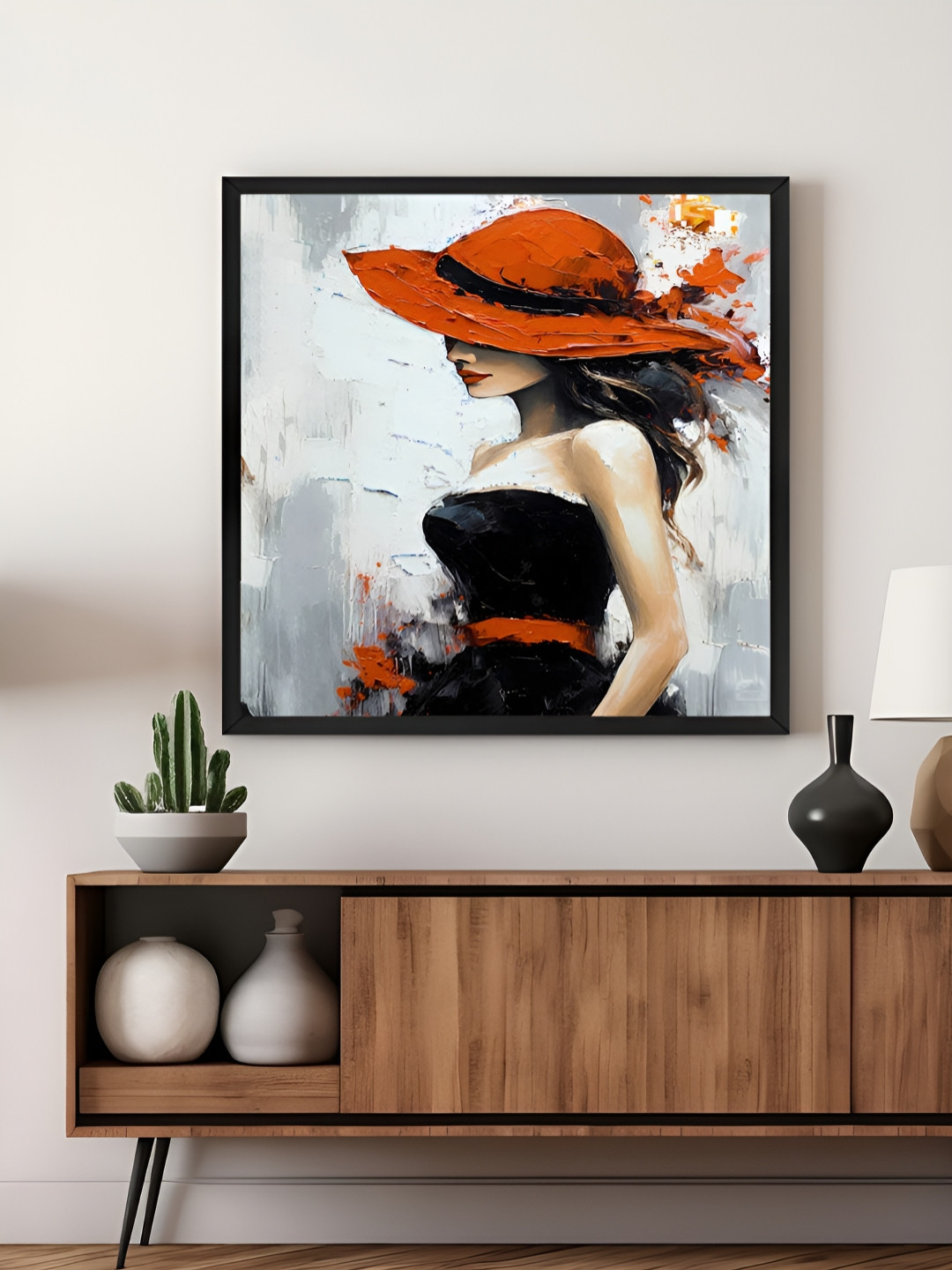 999Store Black & Red Lady Stylish Canvas Wall Art