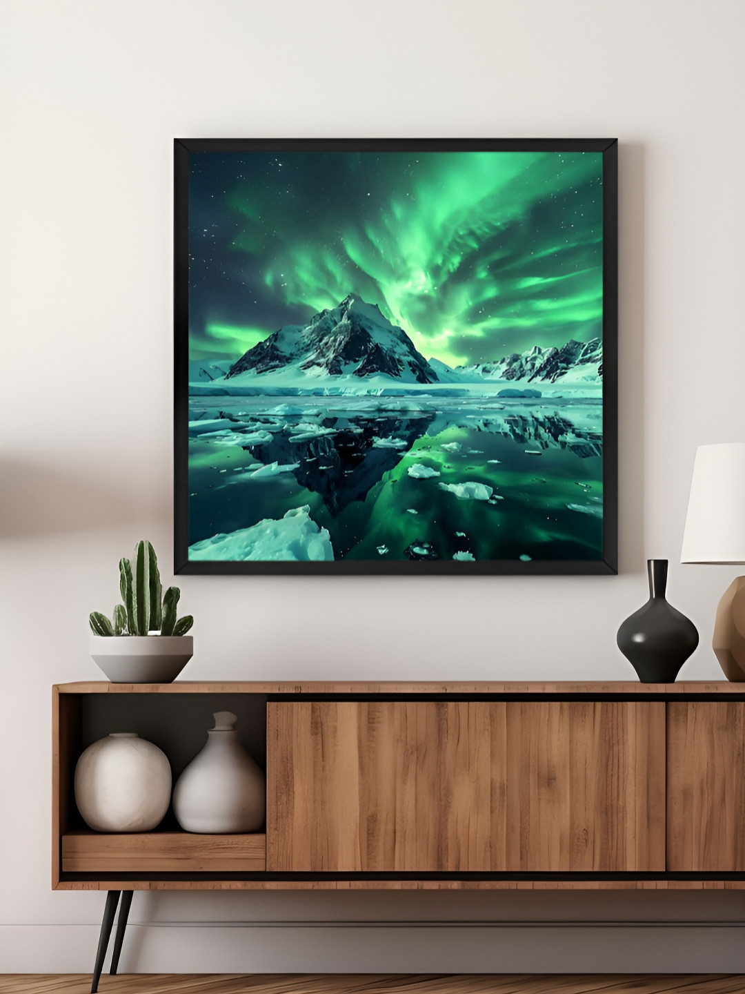 999Store Green & Blue Northern Lights Canvas Wall Art